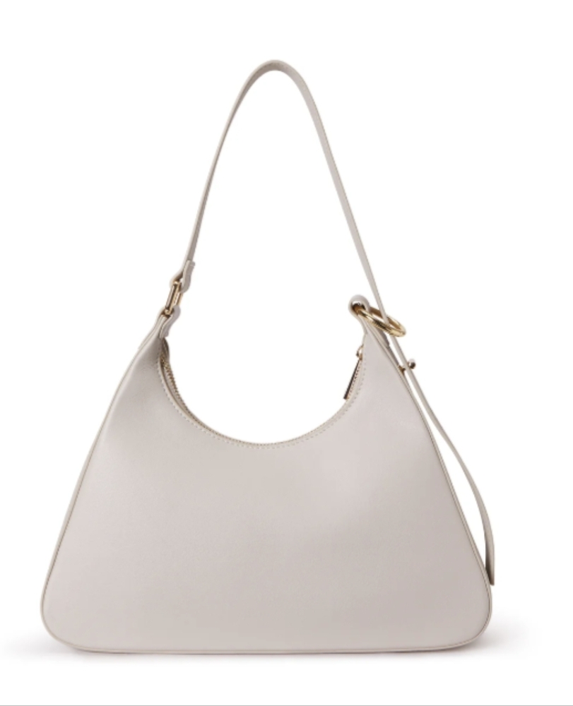 Bolvaint Blanche Leather Purse Light Gray Gold Small Medium Shoulder Tote Bag - Picture 3 of 6